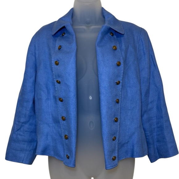 Lauren Ralph Lauren 100% Linen Double Breasted Blazer Military/Nautical Size 12 - Picture 4 of 14